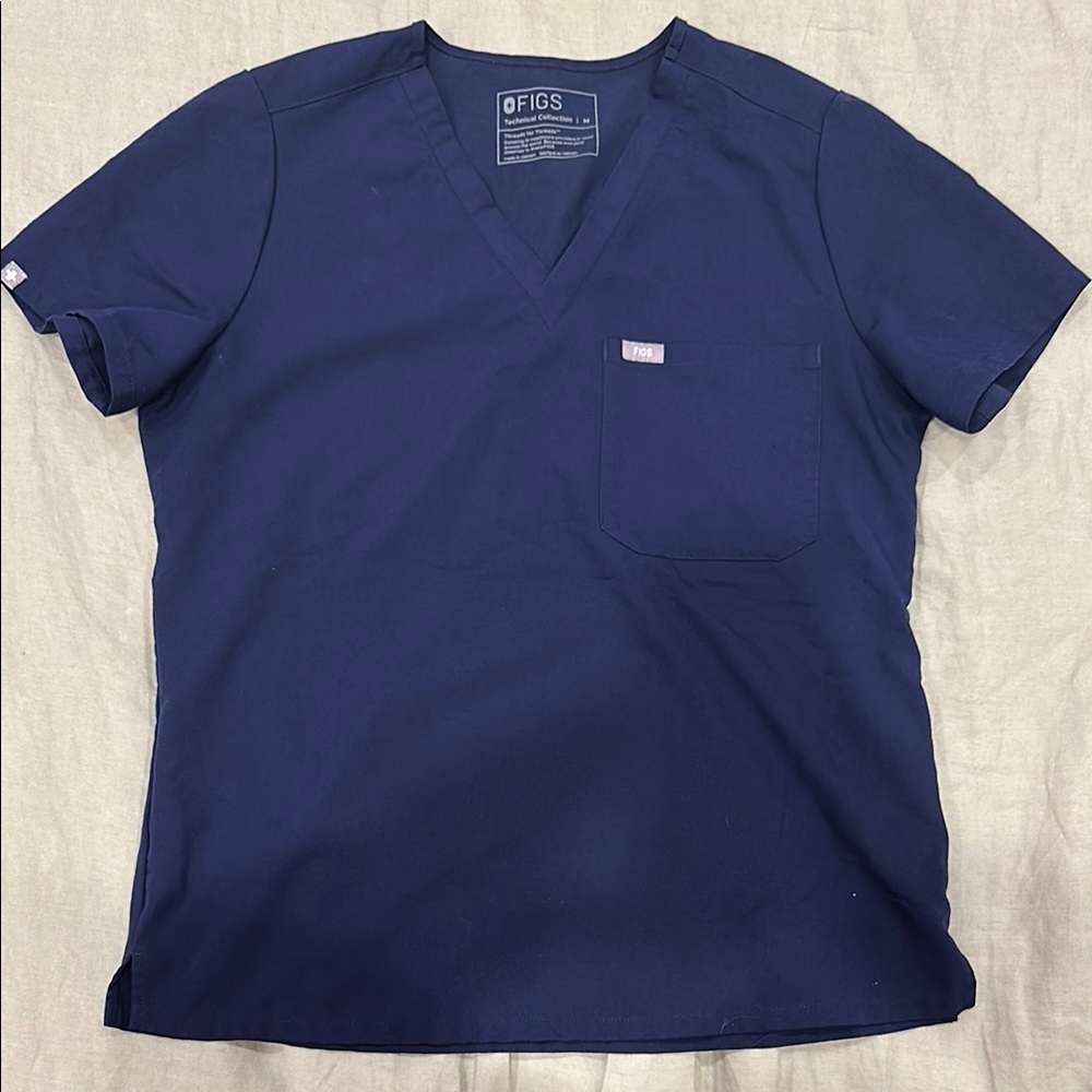 FIGS Navy Catarina One-Pocket Scrub Top